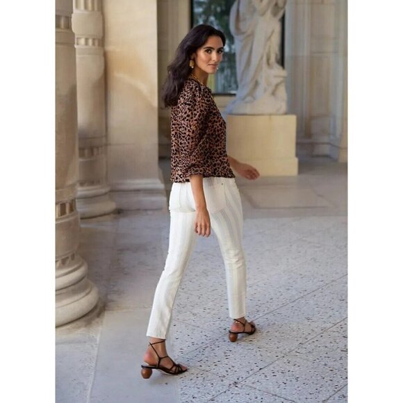 Anthropologie Pilcro Fleur High Rise Slim Crop Jeans Striped Women‘s Size 26 - Picture 2 of 12